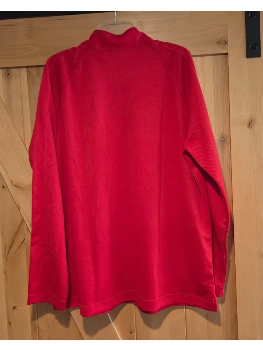 Lands' End Red Quarter Zip Pullover Men's XL Textured Waffle Jacket Top